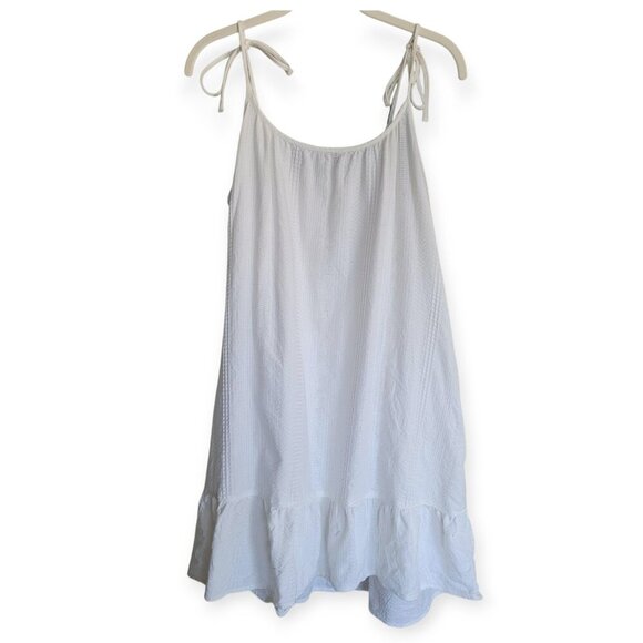 Madewell white Lightestspun Tie-Strap Ruffle-Hem Cover-Up Dress size L - Picture 5 of 16